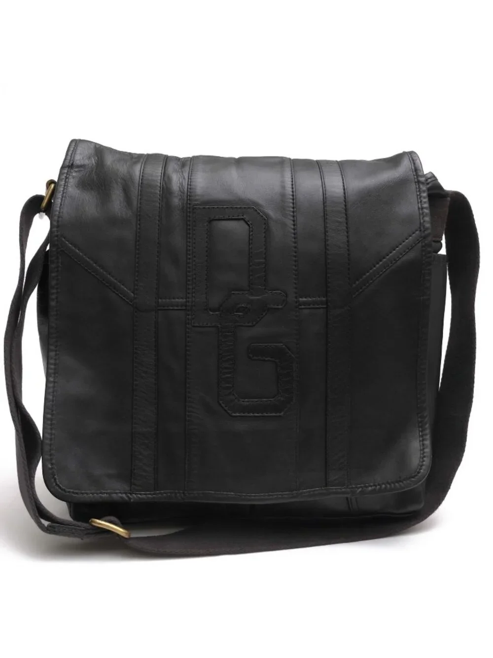 Dolce & Gabbana Shoulder Bag Leather Black DG Logo Vintage Wash